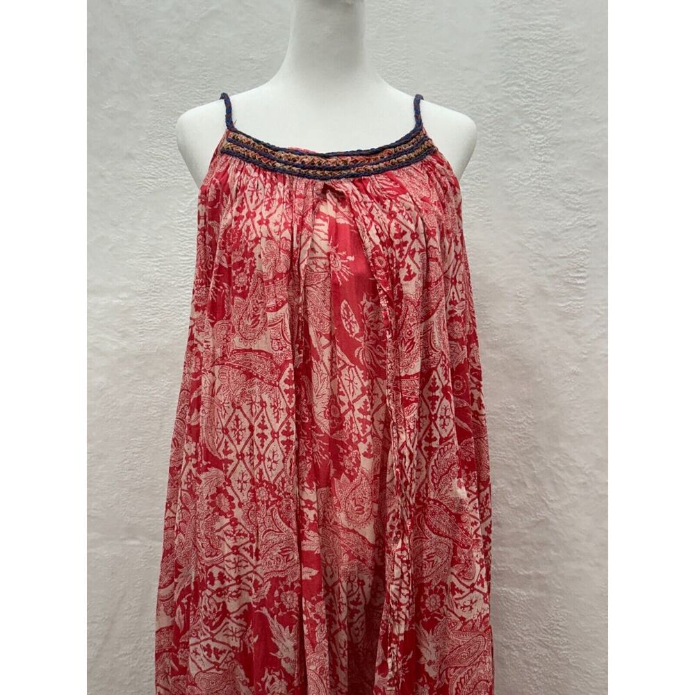 Free People Bandana Dress Tie Shoulder Maxi Red Floral Size S Boho Festival - Picture 4 of 12